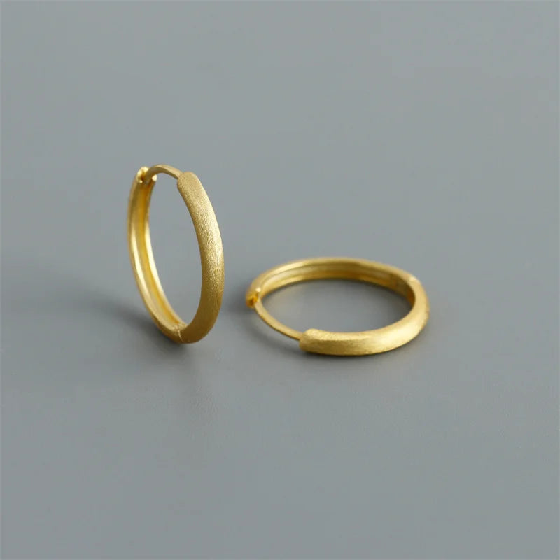 Real 925 Sterling Silver Minimalist Bohemian Round Ear Buckle for Women Punk Unisex Rock Hoop Earring Jewelry Accessories