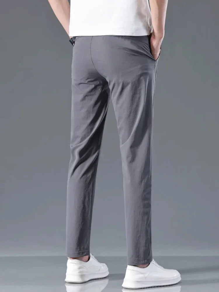 Elastic Men's Casual Trousers Slim Straight Business Pants