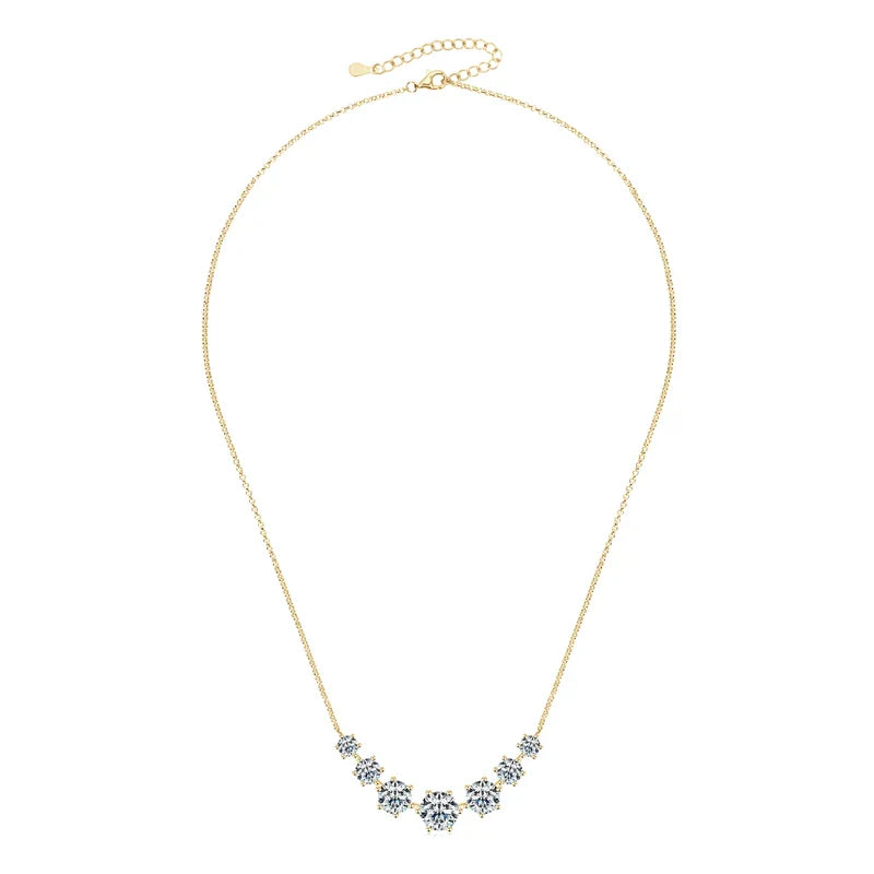 Round Cut Moissanite Smiley Curve Pendant Necklace Chains for Women Real 925 Sterling Silver Wedding Fine Jewelry Gifts
