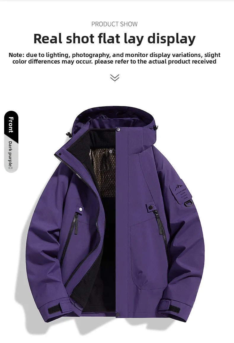 New Autumn and Winter Graphene Heating Cold Warm Insulation Men's Women's Three in One Jacket Waterproof Windproof Assault Suit