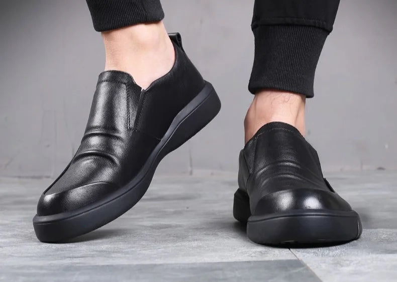 Social Shoe Male Spring Autumn Men's Formal Shoes Casual Business Cowhide 2025 Trend Black Official Cheap Clearance Footwear New