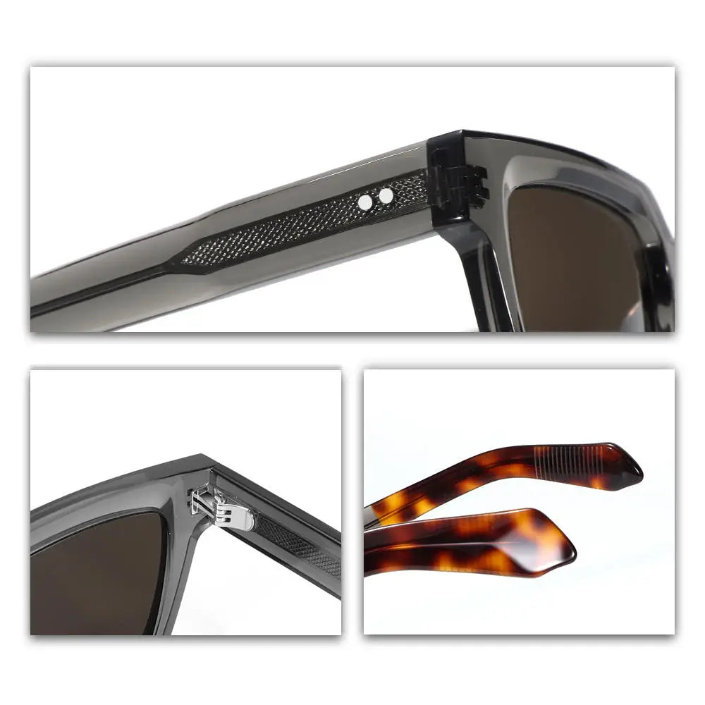 VZONE Acetate Frame Glasses for Men Oversized Polarized Sunglasses Women Trendy Retro Wide Keyhole Bridge UV400 Protection
