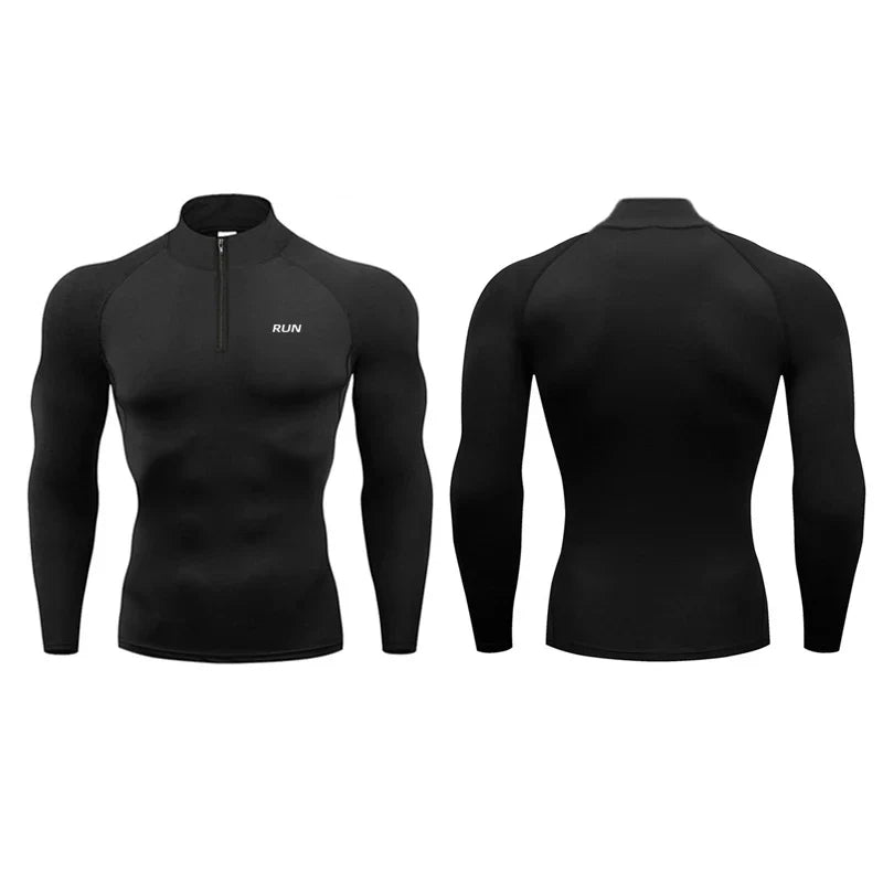 Compression Tight Autumn Quick Dry Polos Shirts Gym Bodybuilding Muscle Long Sleeve T-shirts Mens Fitness Sport Trainning Polos