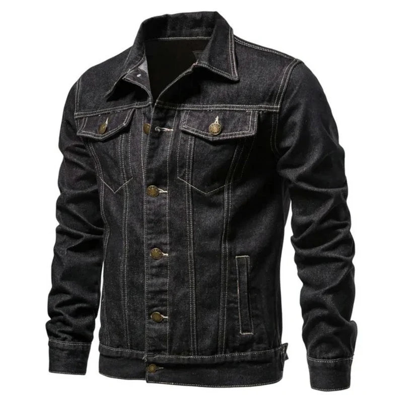2026 New Autumn Men's Casual Workwear Jeans Jacket Loose Casual Versatile Youthful Male Solid Color Tops Dnim Mens Outwear