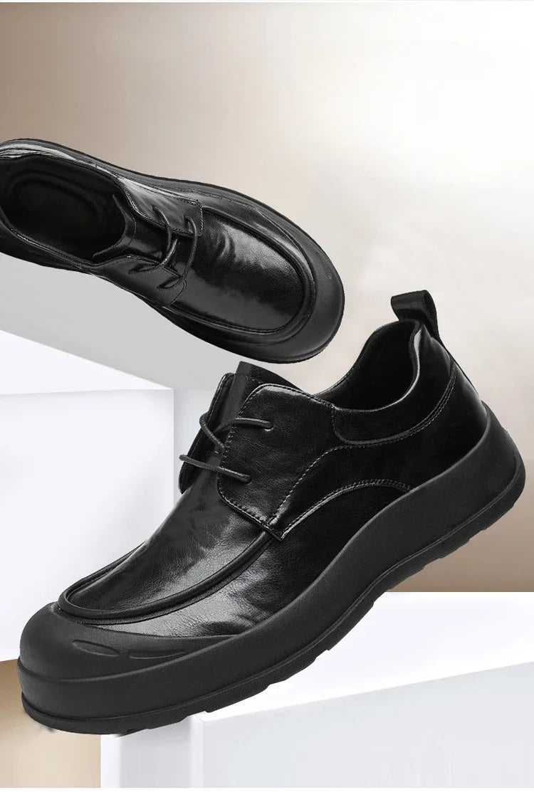 Spring New Designer Business Casual Shoes for Men Black Genuine Leather Shoes Male British Style Soft Sole Fashion Shoe Man