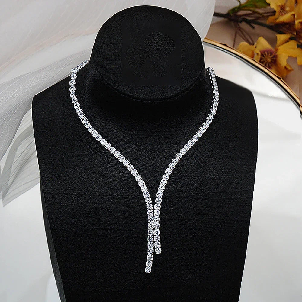 Long Tassel Full Moissanite Diamond Necklace With  Certificate S925 Sterling Silver Plated 18k Gold Tennis Necklace For Women