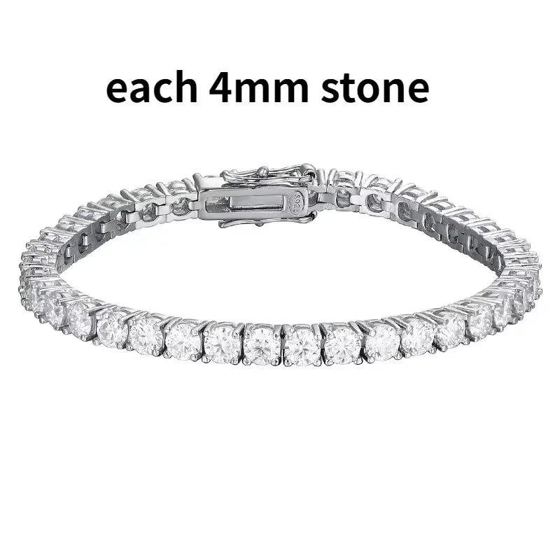 2-6.5mm Real Moissanite Tennis Bracelet for Women Christmas Gift Platinum Plated 100% 925 Sterling Silver Wedding Jewelry