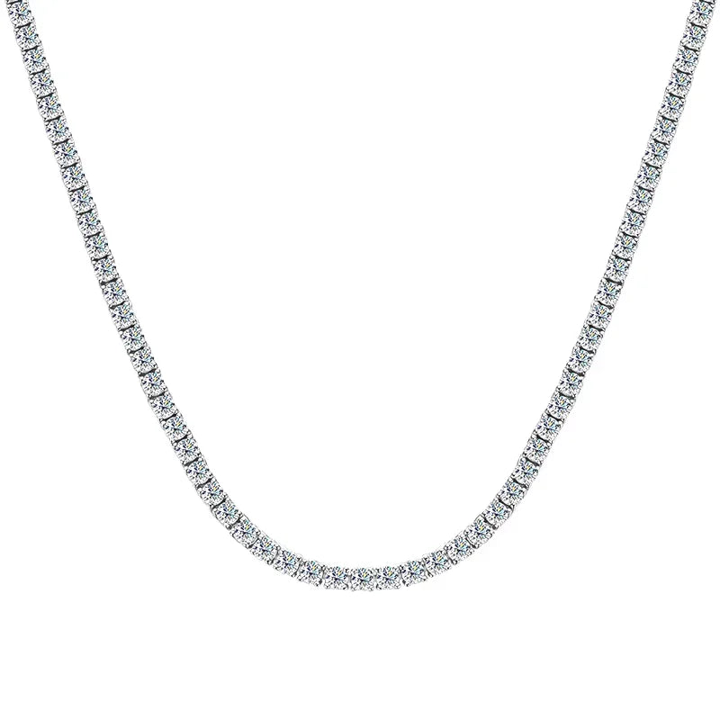 Full Moissanite Tennis Necklace with Pendant 925 Sterling Sliver Plated 18k Chain for Man Sparkling HipHop Party Jewely