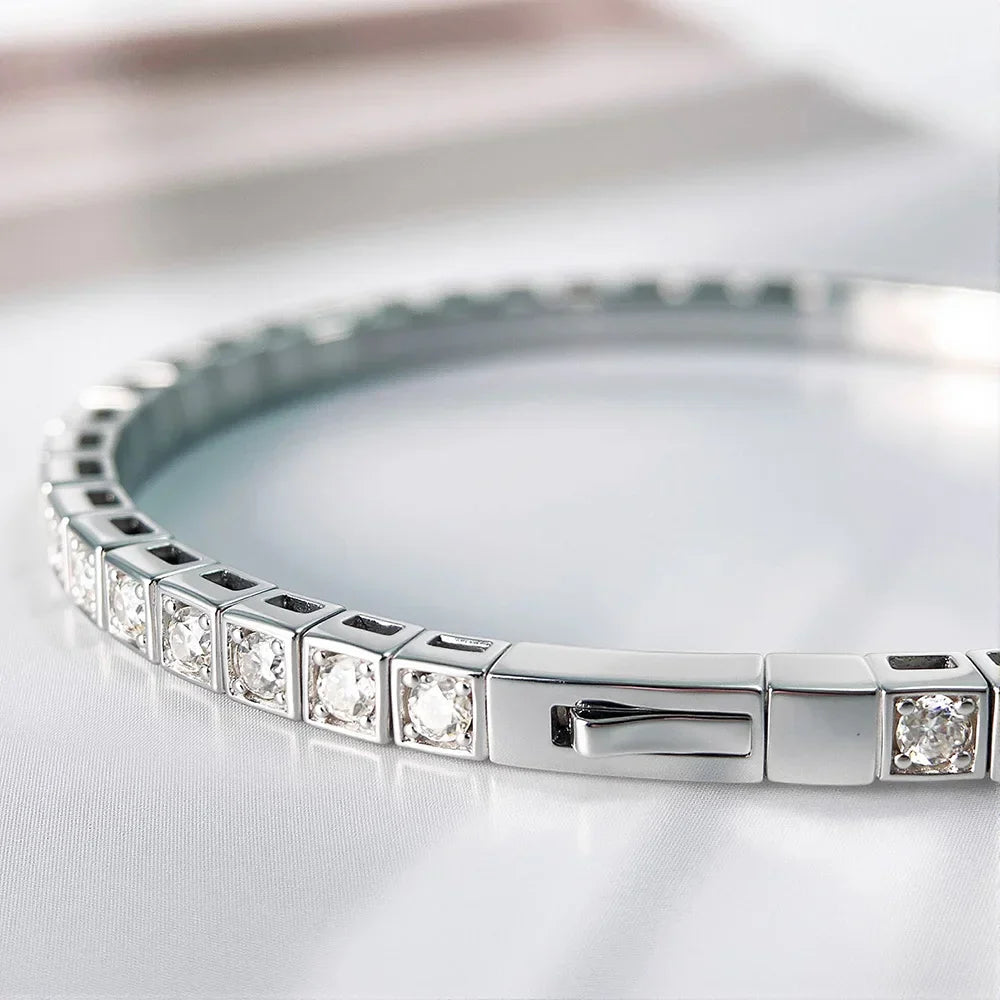 2.5MM Full D Color VVS1 Moissanite Bracelet Can Pass Diamond Test S925 Silver for Women Man Wedding Party Fine Jewelry