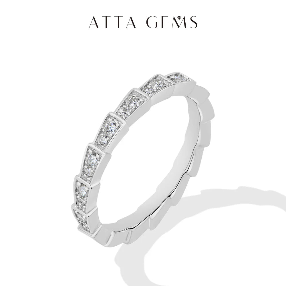 S925 Silver Snake Ring Pave Moissanite Wedding Eternity Band Stackable Luxury Fine Jewelry forWomen Pass Diamond Tester