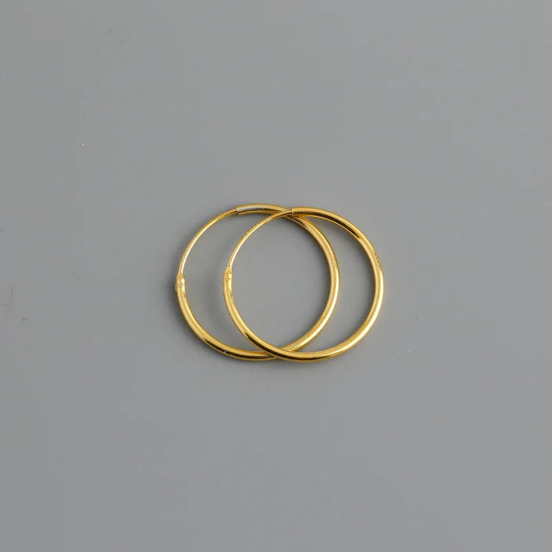 Genuine 925 Sterling Silver Fashion Korean Simple Hoop Earrings for Women Men Charming Chic Party Jewelry Accessories