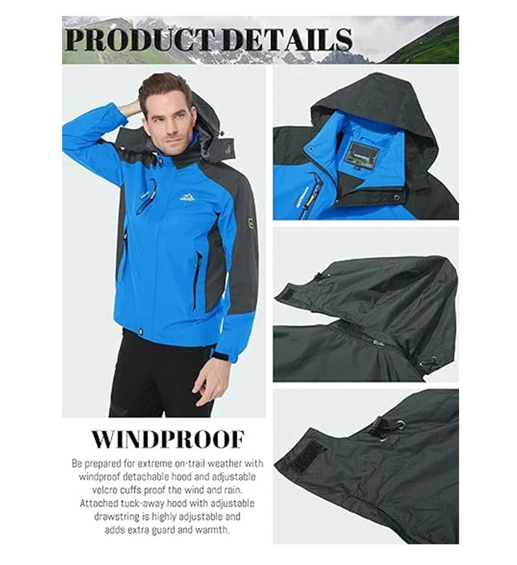 Men Autumn Jacket Camping Hiking Trekking Windbreaker Waterproof With Hood Spring Outdoor Sports Travel Climbing Coats
