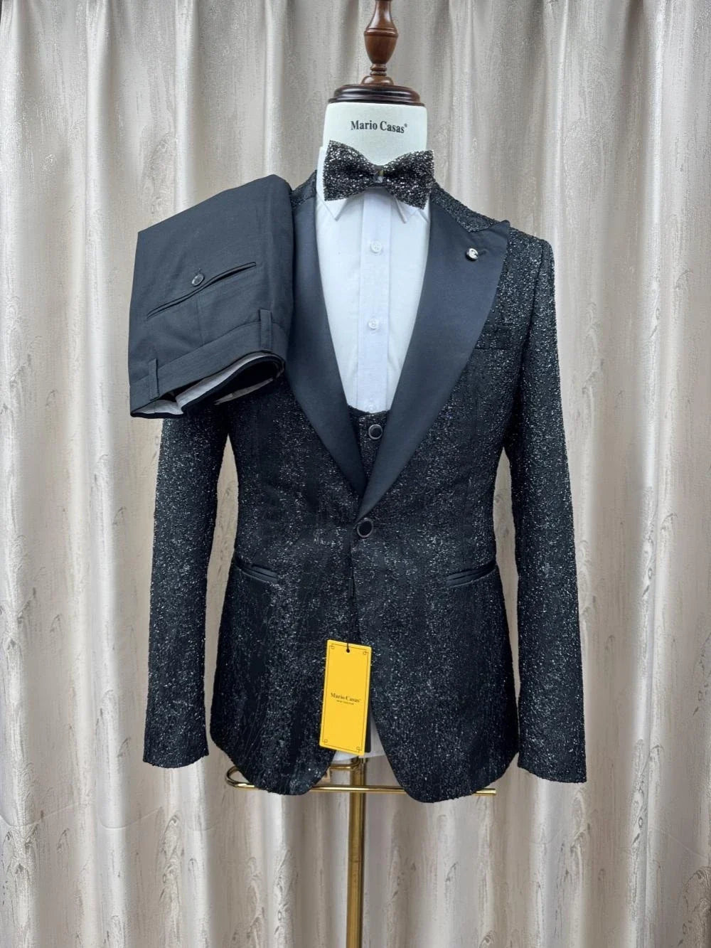 Glitter Luxurious Men's Formal Suits 3 Pieces Dancing Wear Elegant Peak Lapel Suit Set For Men Business Party Outfit S-3XL