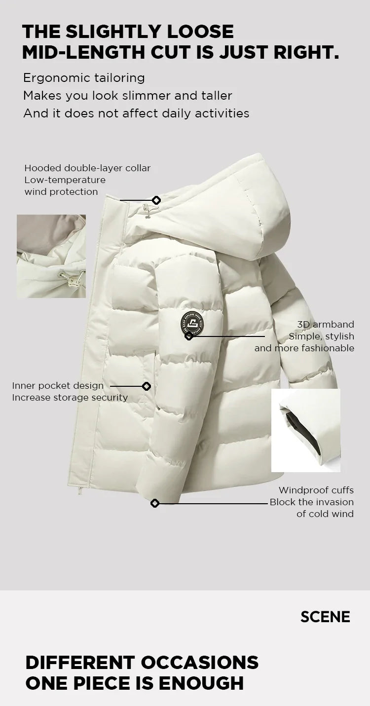 Down Jacket Men 2026 Winter New Hooded Mid-Length Thick Versatile Coat