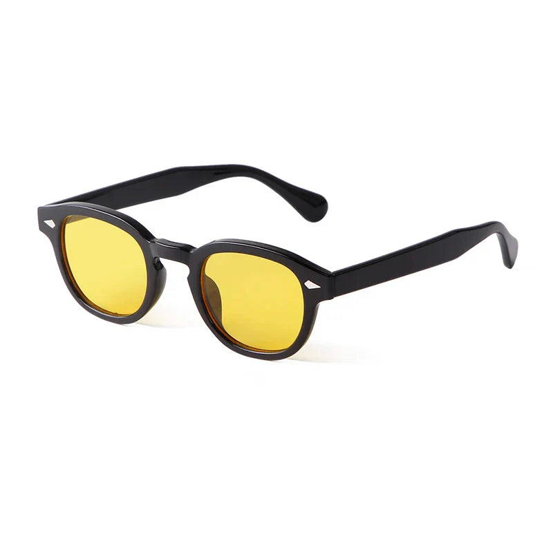 Vintage Tortoise Shell Round Sunglasses Women Men 2026 Brand Design Retro Rivet Yellow Blue Lens Square Sun Glasses Female Male