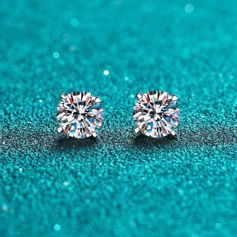 Real 2 Carat D Color Moissanite Stud Earrings For Women 100% 925 Sterling Silver Sparkling Diamond Wedding Jewelry Gift