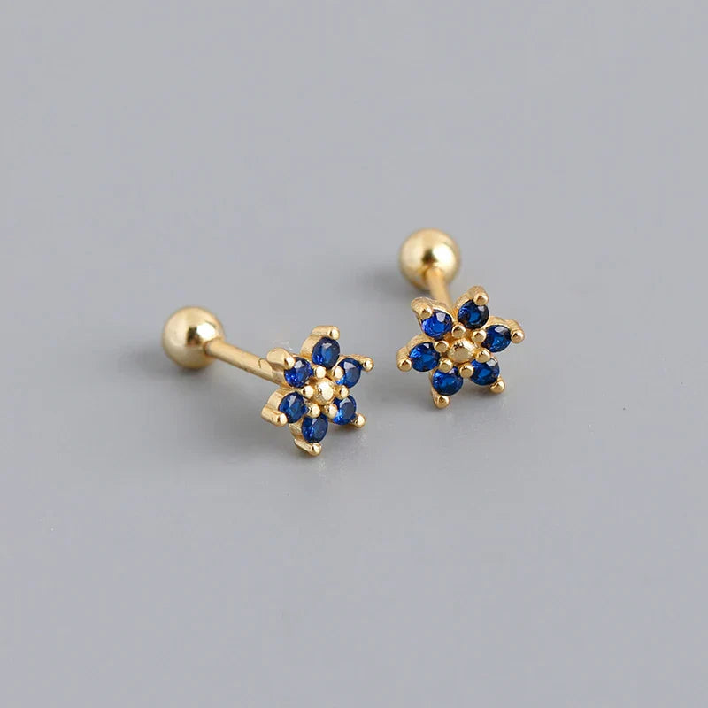 925 Sterling Silver Fashion Korean Petal Screw Bead Stud Earrings for Women Charm Ear Bone Piercing Jewelry Accessories