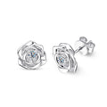 100% 925 Sterling Silver 3mm Moissanite Diamond Stud Earring For Women Romantic Rose Flower Earring Sparkling Fine Jewelry