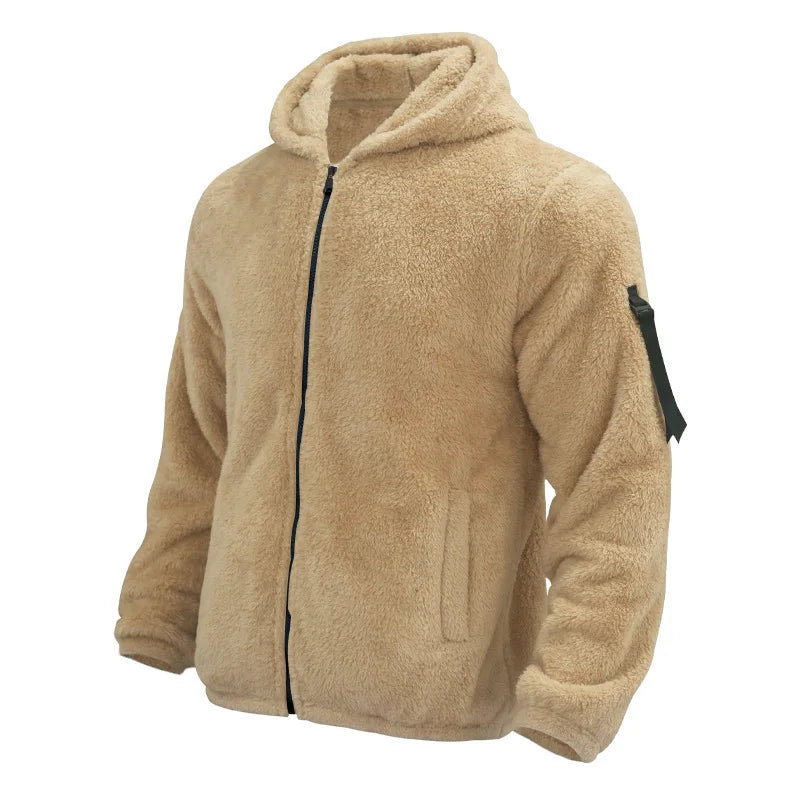 Men's Autumn and Winter Double-Sided Fleece Warm Jacket  Loose Hooded Casual Jacket