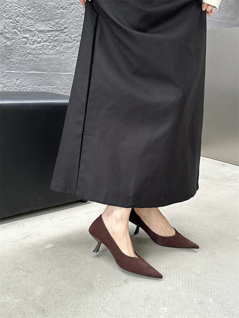 2024 Autumn Pointed Toe Women Sexy Shallow Slip On Pumps Shoes Fashion Thin High Heel Ladies Elegant Dress Shoes Mujer