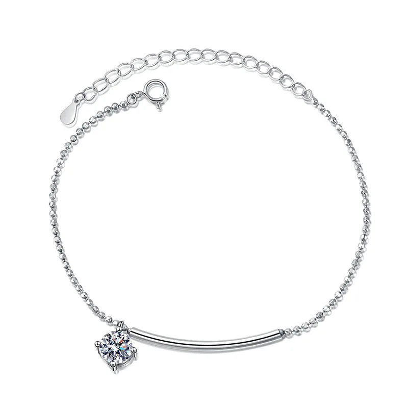 1CT Solitaire Moissanite Bracelets for Women D Color Simulated Diamond Bangles S925 Sterling Silver Jewelry Wedding Gift