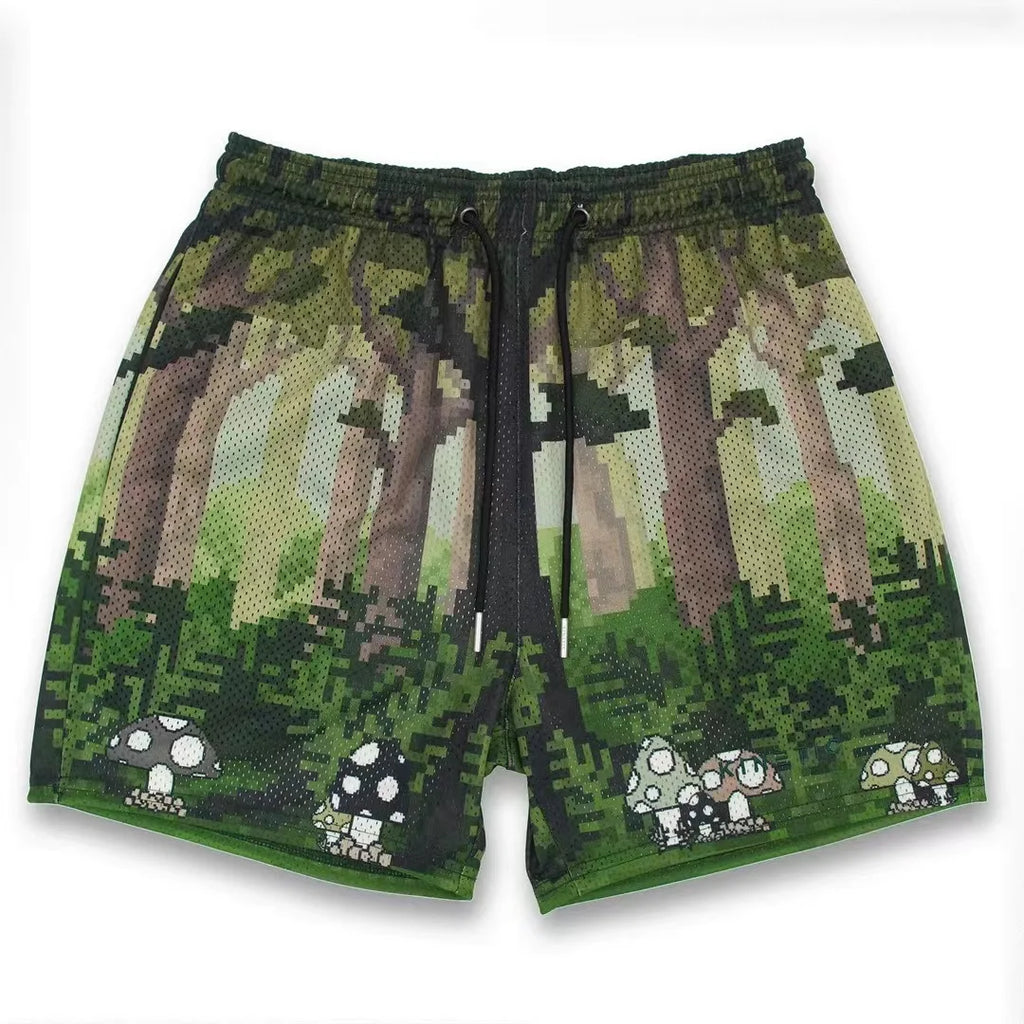 Summer Trend Motorcycle Shorts Mens Quick Dry Clothing Casual Short Pants Gym Fitness Sports Mesh Basketball Sweatpants