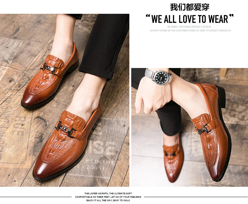 New Dress Leather Lofers Men Classic Casual Business Shoes For Men Social Party Leather Shoes Slip On Wedding Office Shoes Male