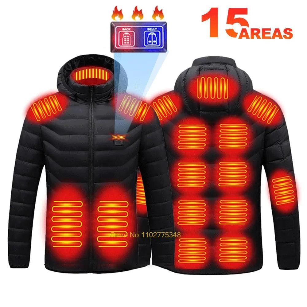 Self Heated Jacket Men Women USB Heated Clothing Cotton Washed Winter Thermal Skiing Camping Hiking Jacket 2-21 Areas Warm Coats