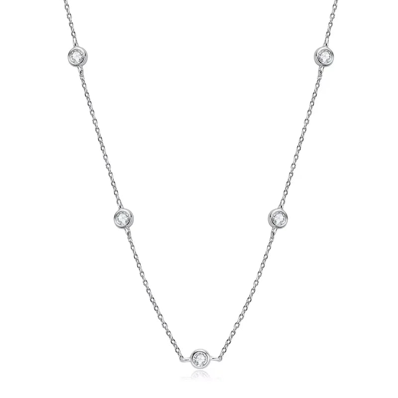 925 Sterling Silver Necklaces Round Cut 2.5mm/4mm Bezel Moissanite Choker Necklace for Women Multilayer Neck Jewelry