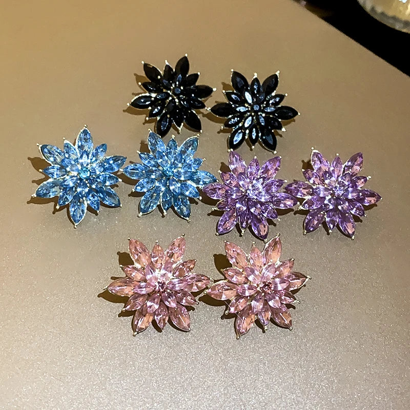 Flower Earrings for Women Korea Simple Sweet Stud Earrings Luxury High-grade Solid Color Charm Jewelry Girls Gift