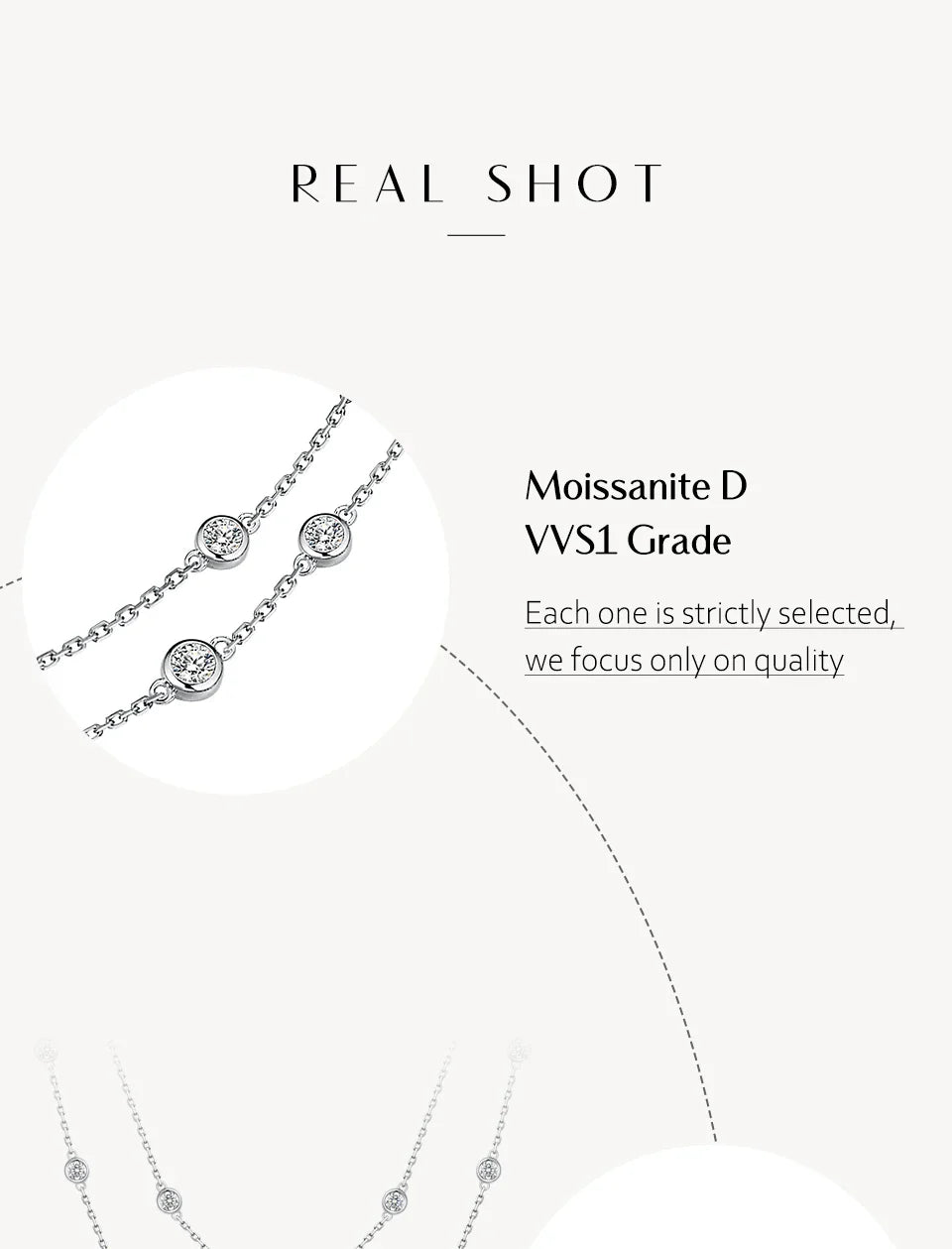 925 Silver Necklace Chain Round Cut 3.5mm D Color Moissanite Necklace for Women Elegant Charms Fine Jewelry Pass Test