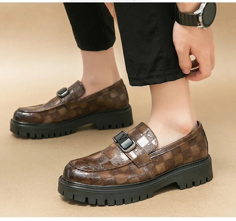 New Platform Men's Casual Shoes Comfortable Fashion Luxury Loafers Men's Leather Shoes Heightening Loafers Beans Driving Shoes