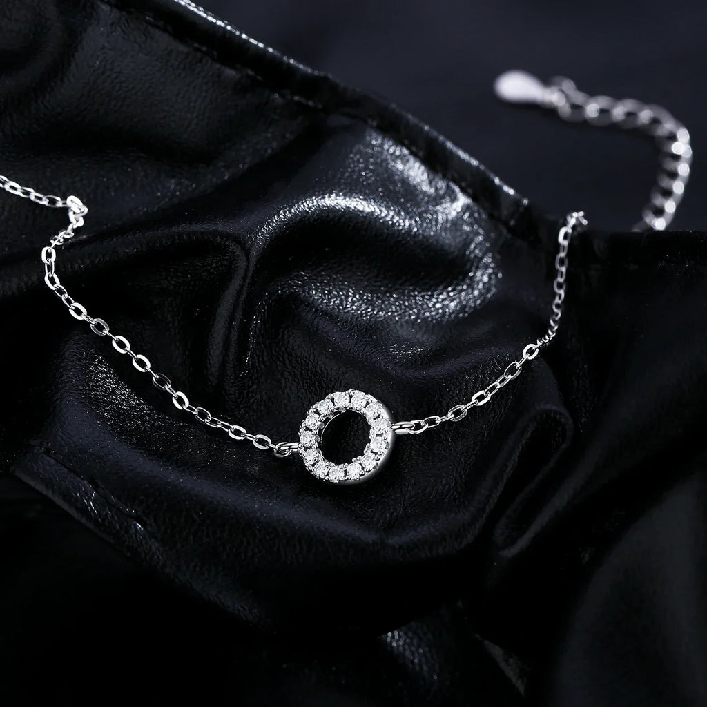 D Color Moissanite Bracelet 925 Sterling Silver Fashion Hallow Out Round Link Chain Bracelet For Women Fine Jewelry Gifts