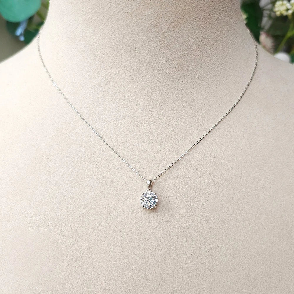 1/2/3CT Moissanite Pendant Necklace for Women D Color VVS1 Solitaire Diamond Neck Chain 925 Silver Plated 18k Gold Fine Jewelry