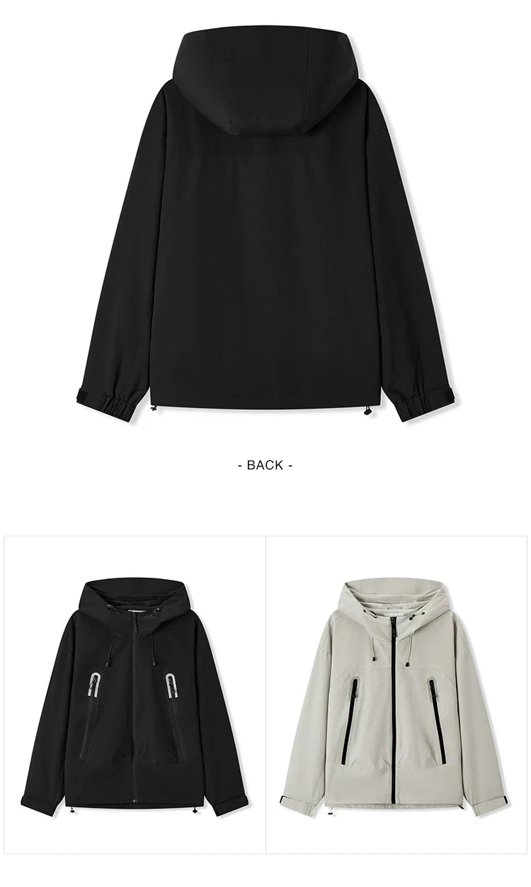 Jacket Men Outdoor Sport Loose Hooded Patchwork Mesh 2025 Autumn Textured Top Menswear Clothing Jackets