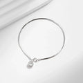 925 Sterling Silver Snake Chain Bracelet White Gold Sparkling Round CZ Charm Dainty Chain Bracelet for Women Jewelry
