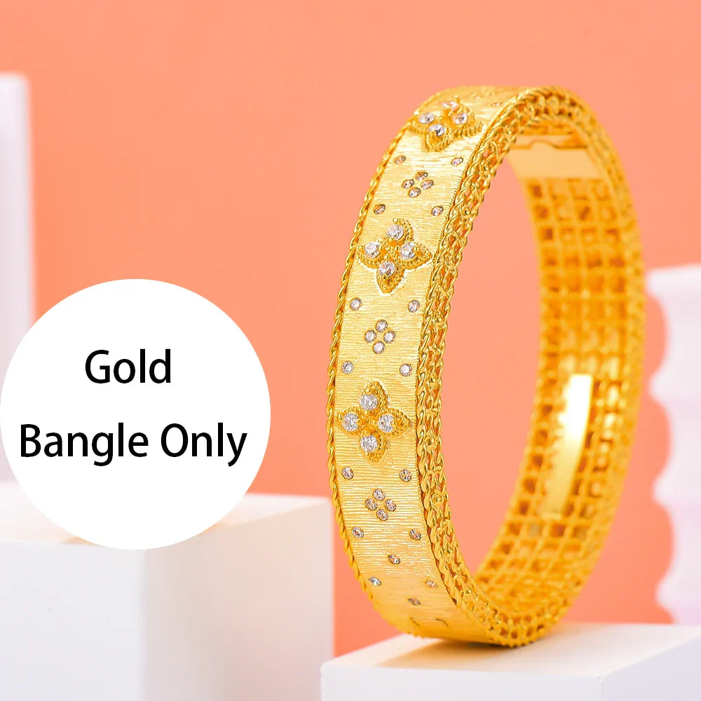 Luxury African Bangle Ring Sets Fashion Dubai Bridal Jewelry Sets For Women Wedding brincos para as mulheres 2024