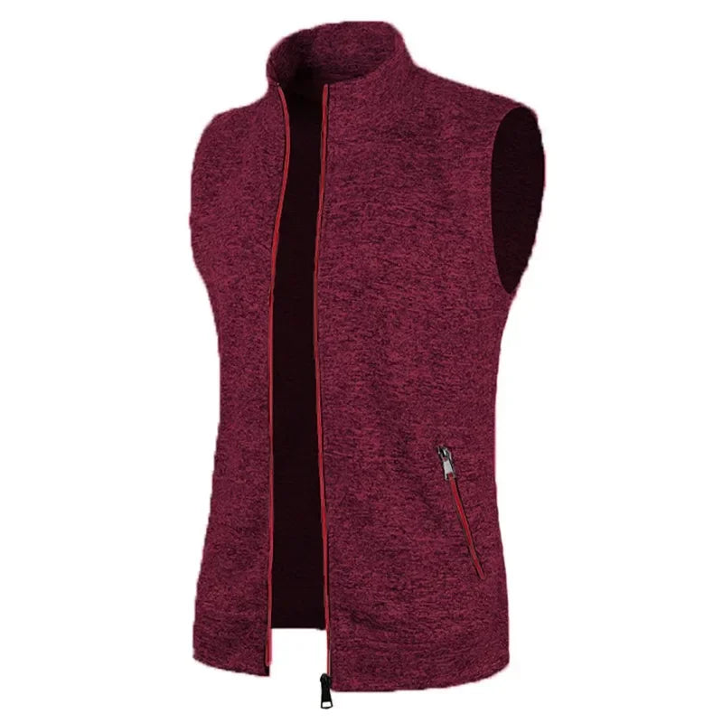 Autumn Mens Zipper Sleeveless Coats Outdoor Turtleneck Sweaters Breathable Solid Color Streetwear Jacket Vest Men Athletic Tops