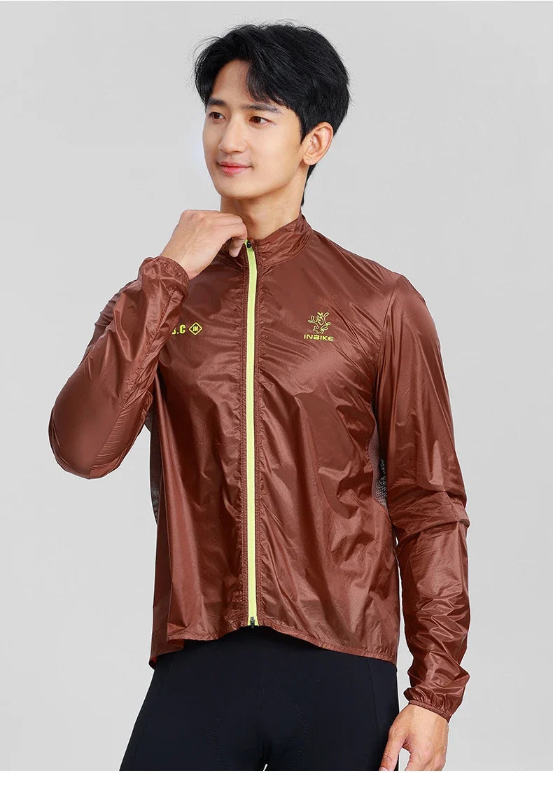 Men's Road Bike Windbreaker Windproof Water-Resistant Lightweight Bicycle Long Sleeved Cycling Jacket MTB Clothing Man