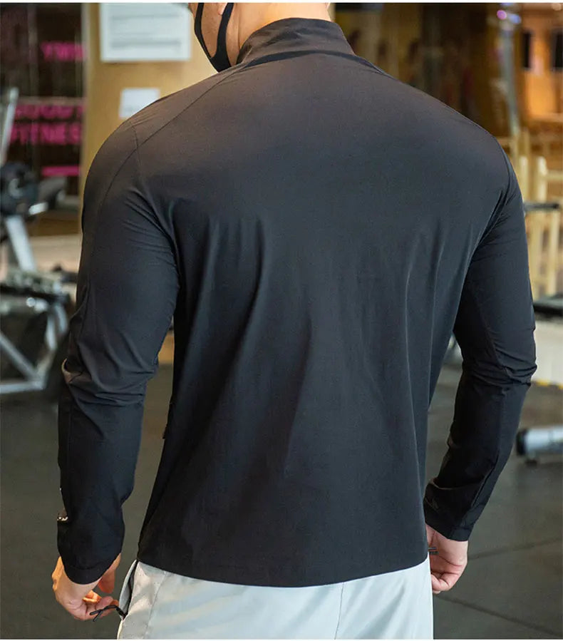 Men's Running Training Elastic Coat Outerwear Gym Tights Jacket Outdoor Cycling Sweatshirt Dry Fit Breathable Compression Tops