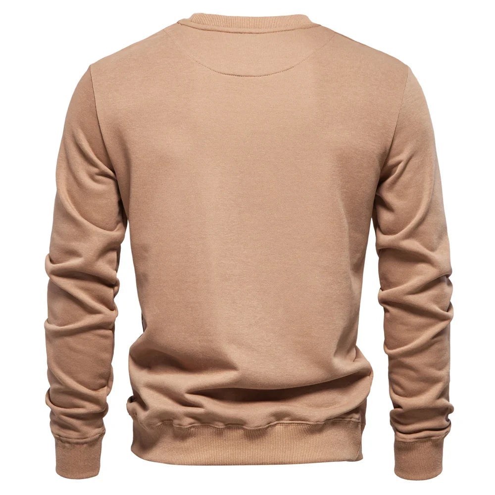 Cotton-blend Mens Crew Neck Solid Color Sweatshirts Pullover Casual Sport Sweatshirt for Men