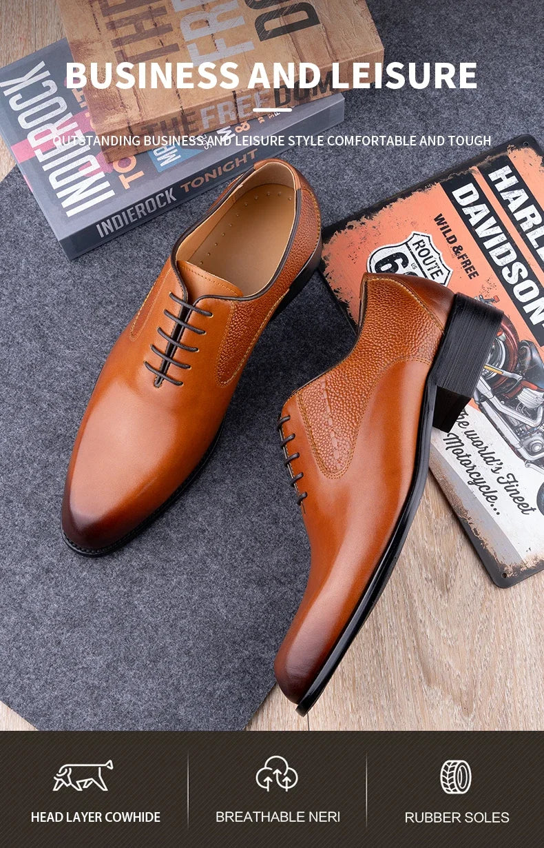 High Quality Handmade Oxford Casual Business Work Shoes Formal Men Shoes Fashion Dress Genuine Leather Lace Up Comfortable Shoe