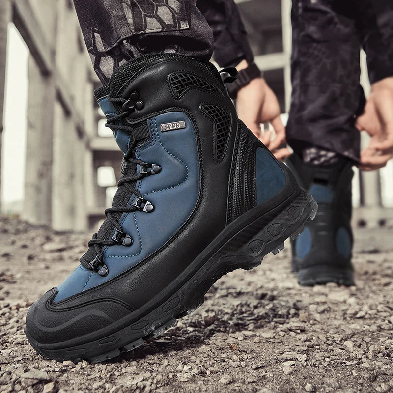 Men's Waterproof Leather Desert Boots Non-Slip Lightweight Work Safty Shoes Breathable Non-Slip Hunting Hiking Work Boots Men