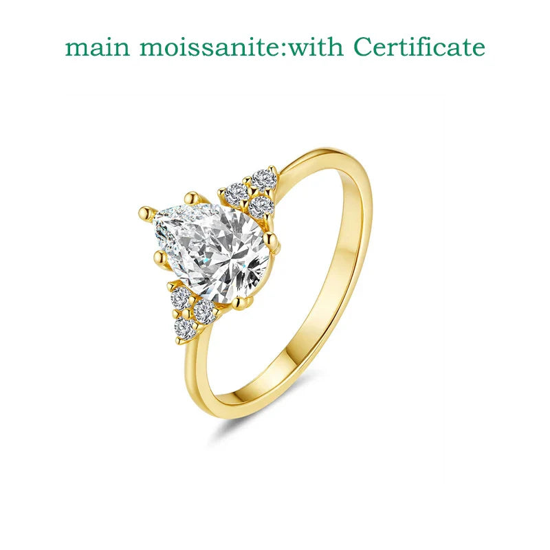 6*9mm Pear Cut Test Passed Moissanite Ring for Women D Color Vintage Wedding Jewelry Lab Diamond 925 Sterling Silver Band