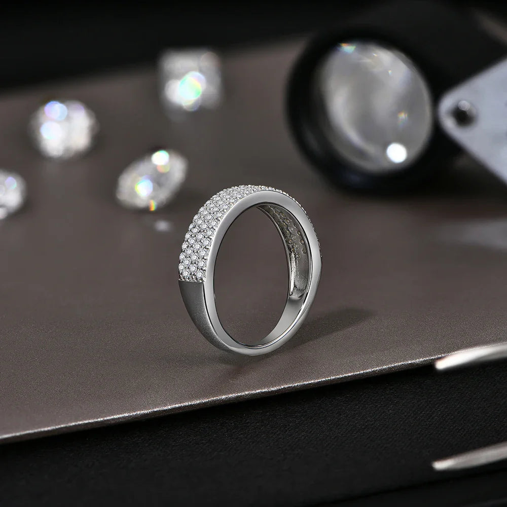 New Moissanite Rings D VVS1 925 Silver 18K White Gold Plated Women Men Wedding Ring Engagement Band Party Jewelry Gifts