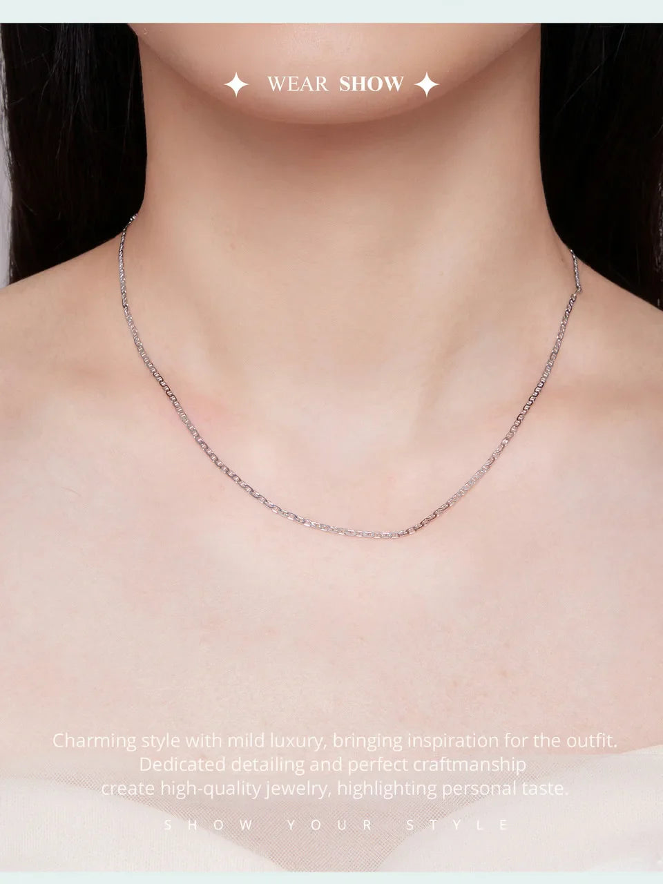 925 Sterling Silver Basic Chain Necklace Collection Box Chain Necklace Bead Chain Link for Women Simple Fine Jewelry