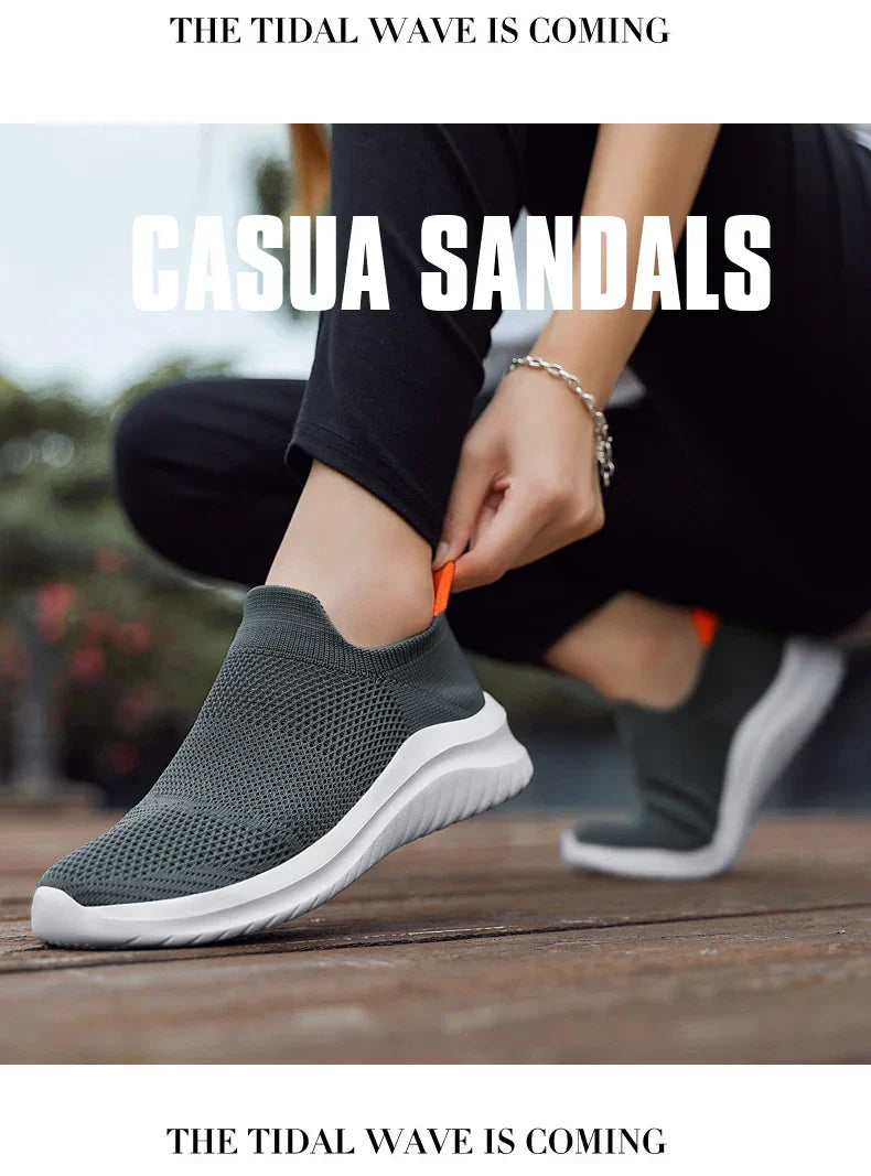 Men Shoes Sneakers Breathable Mesh Slip on Running Shoes Outdoor Non-Slip Couple Jogging Training Hiking Sports Shoes