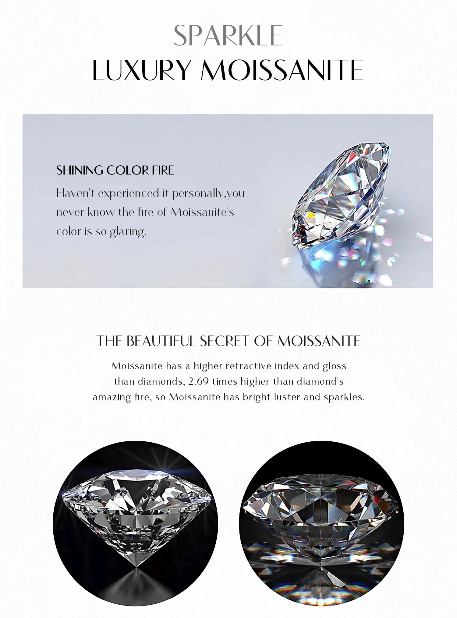 0.1CT/0.3CT/0.5CT VVS1 Clarity Moissanite 925 Sterling Silver Classic Round Pendant Necklace For Women Fine Jewelry