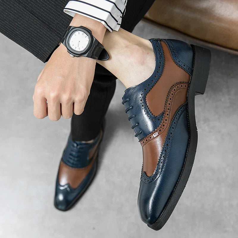 Italy High Quality Pointed Fashion Oxford Shoes Lace Up Men's Shoes Pointed Style Luxury Moccasin Casual Luxury Leather Shoes
