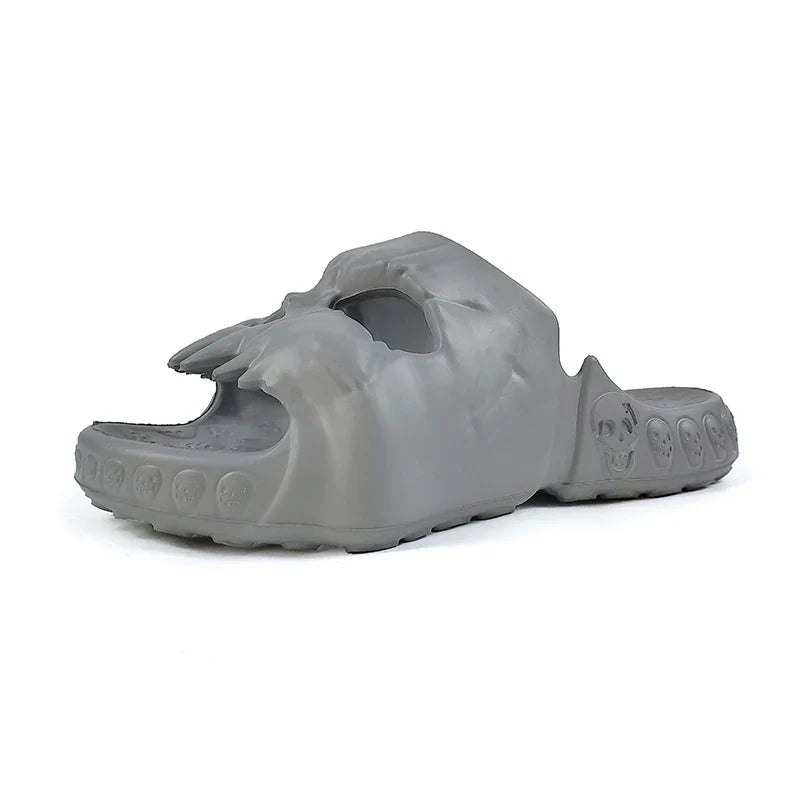 Men’s and Women’s Fashionable Soft Home Slippers – Shower Sandals with Skull Design in Black, White, Brown